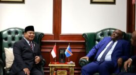 Menteri Pertahanan RI Prabowo Subianto dan Wakil Perdana Menteri merangkap Menteri Pertahanan Republik Demokratik Kongo Jean-Pierre Bemba. (Dok. Kemhan.go.id)

