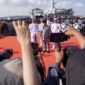 Menteri Pertahanan (Menhan) Prabowo Subianto Menghadiri Upacara penyerahan dua kapal di Dermaga Madura, Koarmada II Ujung, Surabaya, Senin, 14 Agustus 2023. (Dok. Tim Media Prabowo Subianto)

